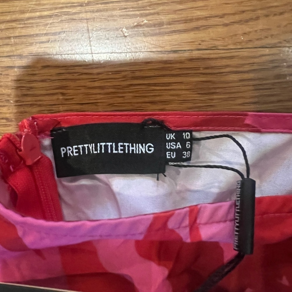 PrettyLittleThing ladies, pink fringe skirt side tie with fringe , NWT size 6 - Picture 8 of 11